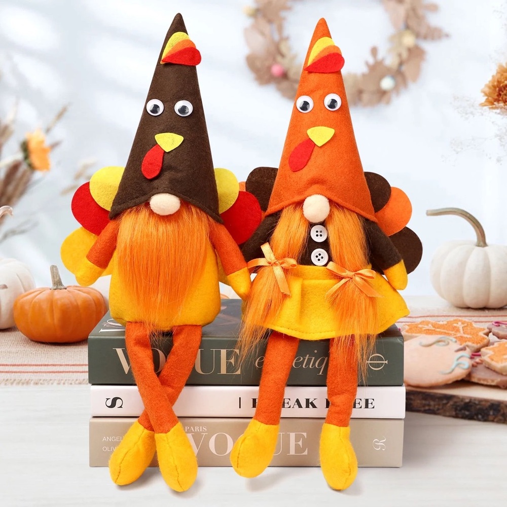 Handmade Thanksgiving Fall Turkey Swedish Gnomes - Set of 2